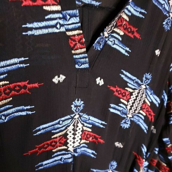 Etiquette Womens Black Tunic With Western Aztec Embroidery Large - Picture 3 of 7